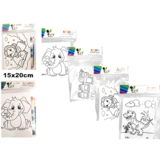 Printed Paint Canvas - 15x20cm with paints & brush